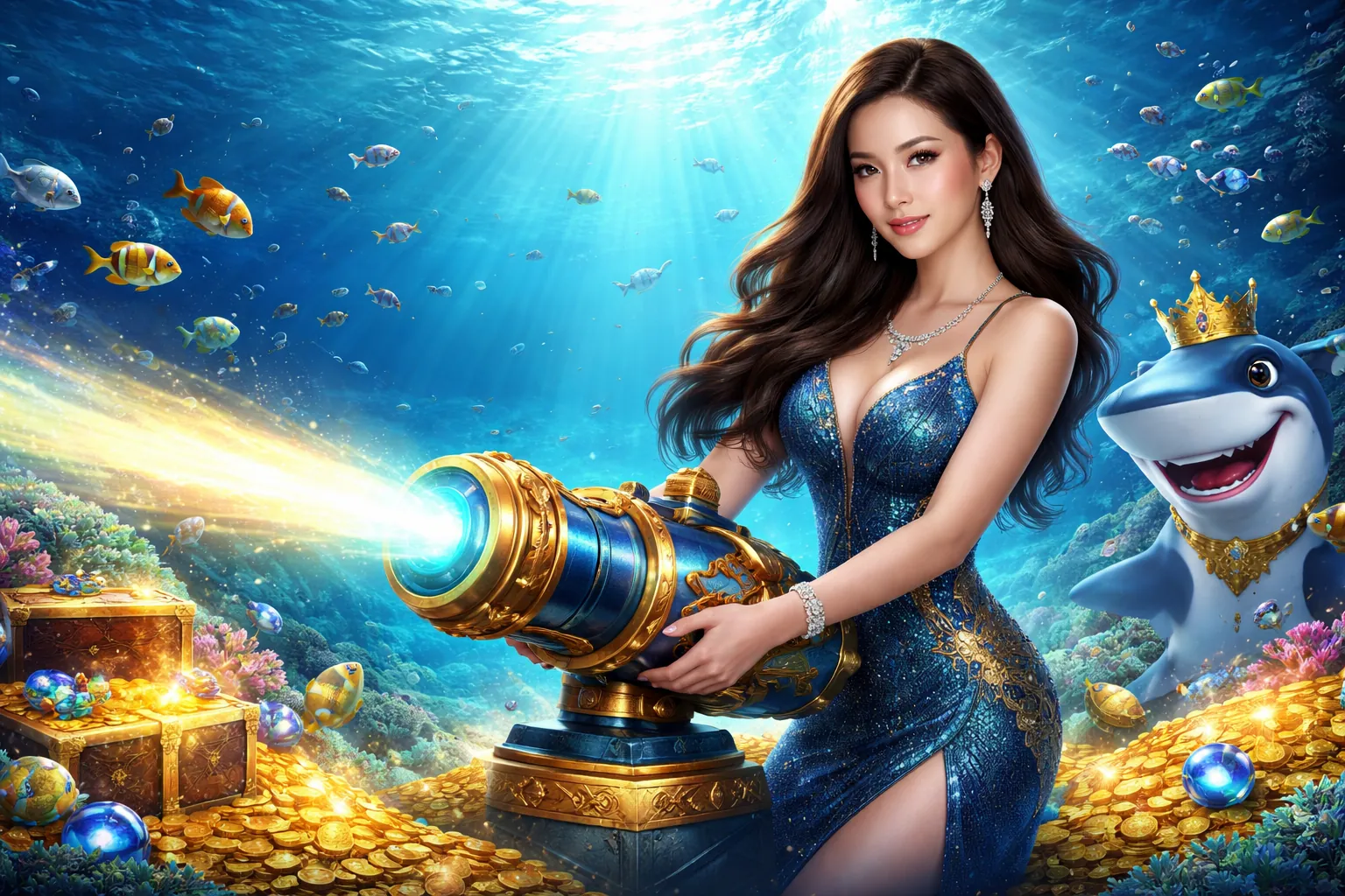 Hình ảnh chính trò chơi bắn cá SV368 với đại dương và kho báu